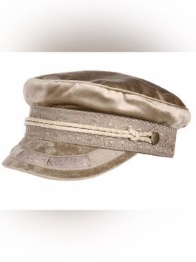 Taupe/bronze Brixton Velvet Sailor Cap with Rope Detail